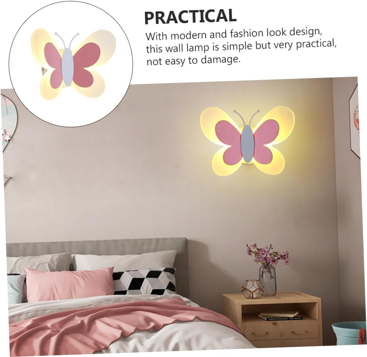 Modern Acrylic Butterfly Wall Lamp Stylish Bedroom and Boys and Girls Room Decorative Light Adorable Indoor Lighting for Nursery and Living Room Easy to Install