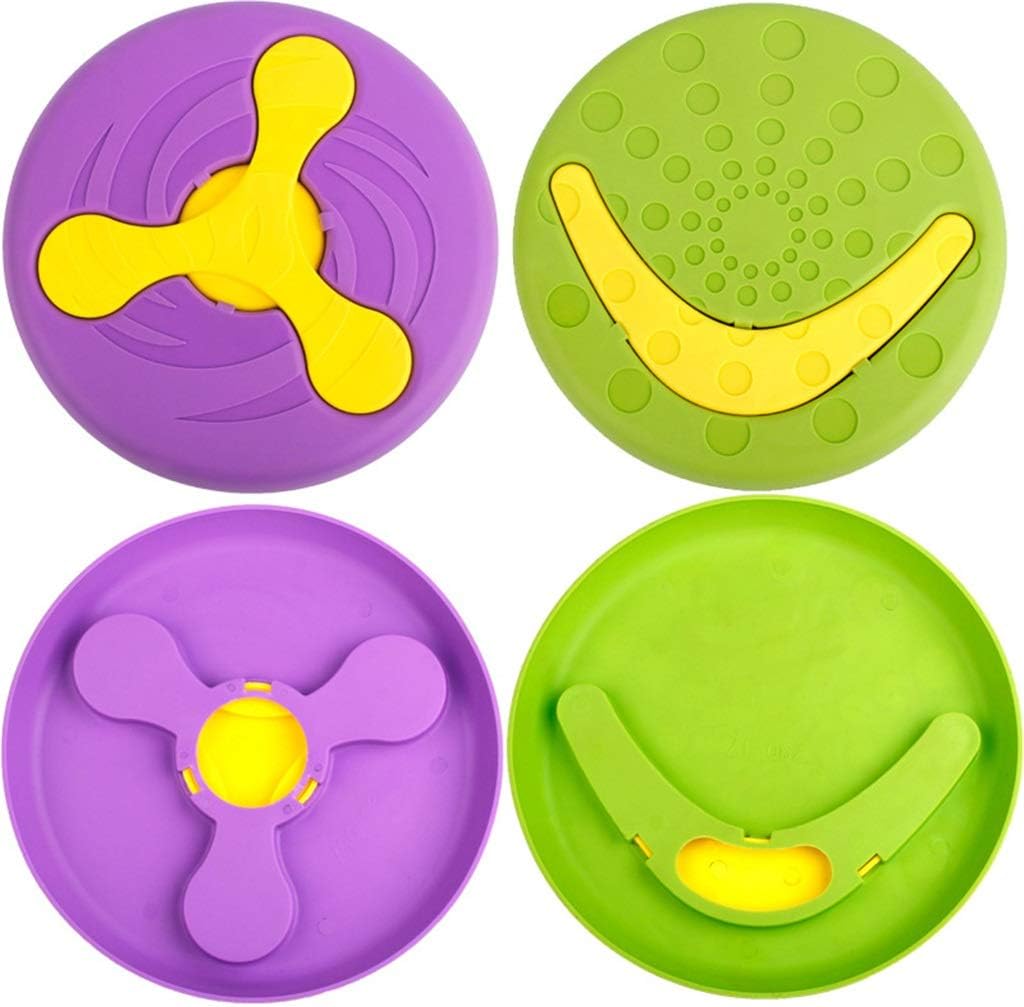 Separable Dog Flying Disc Multi-Use Floatable Soft Rubber Durable Interactive Dog Toys Chew Nontoxic Safe Puppy Game (Purple)