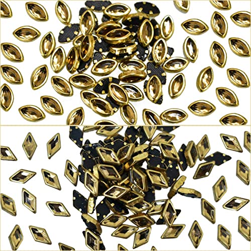 Image of Embroiderymaterial Flat Back Glue On Kundan Stone /Rhinestones Beads for Craft, Jewellery Making, Embroidery, Embellishment, Toran Making (10 Styles-Gold and Silver Color, 500 Pieces)