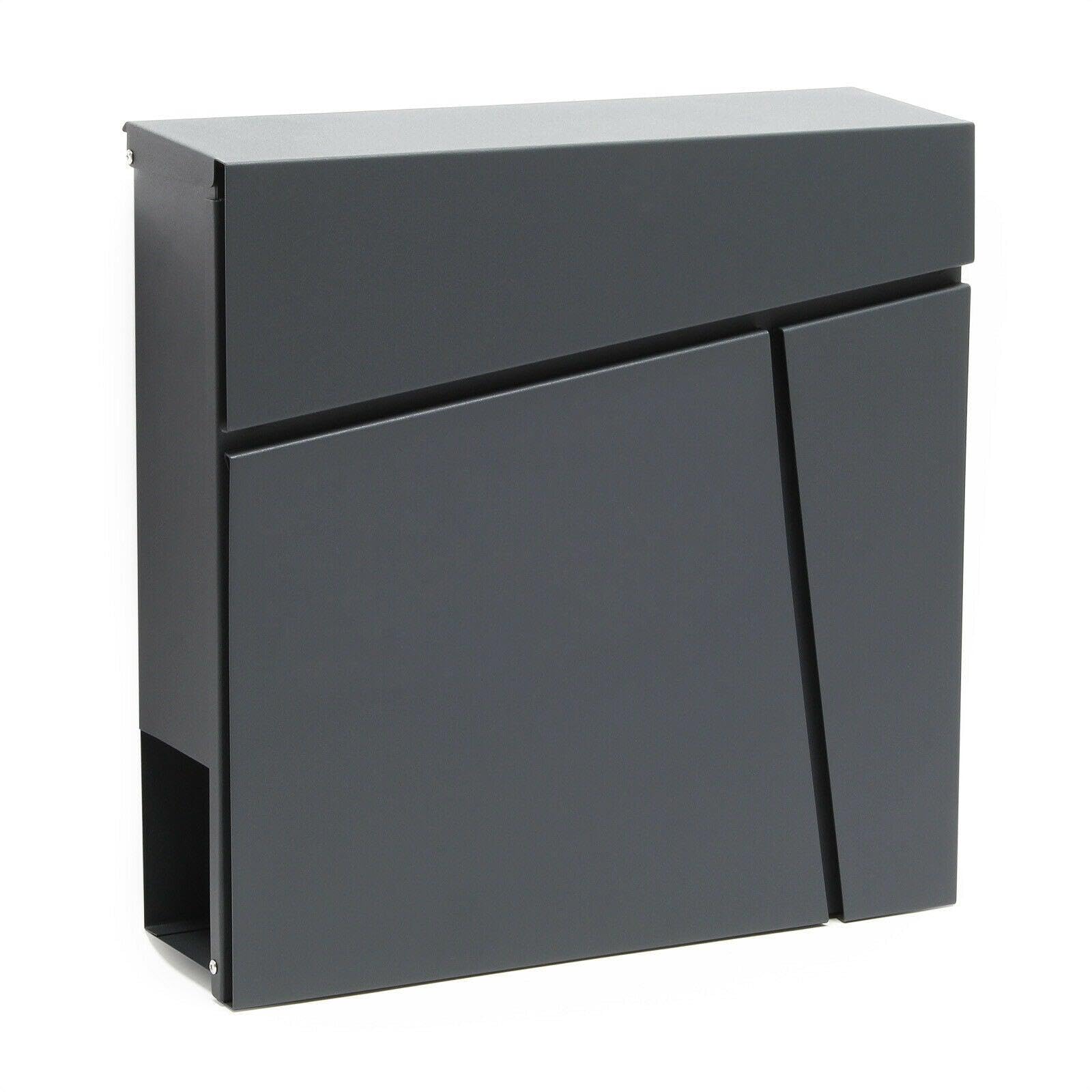 Buzón de diseño antracita pared puerta periódico revista acero galvanizado 37 x 37 x 10,5 cm, color gris antracita 16_0000098