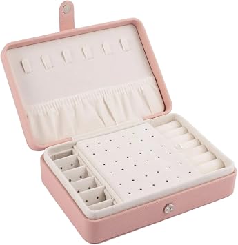 Travel Jewelry Box,2-Layer Portable PU Leather Jewelry Organizer with Removable Tray,Jewelry Storage,Personalized Jewelry Box for Earring Bracelets Ring Christmas Gifts Necklace