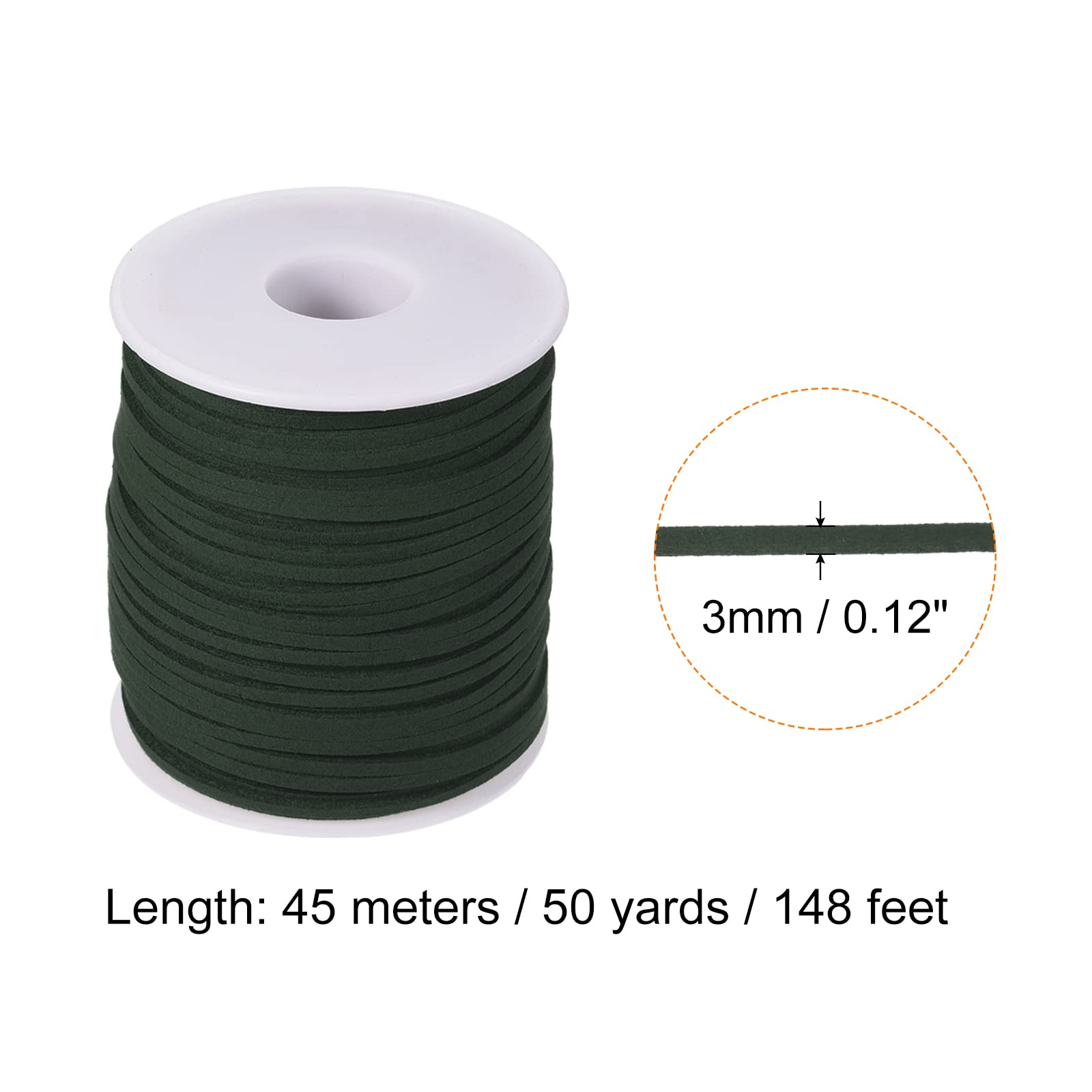 PATIKIL Suede Cord with Roll Spool 3mm 50 Yard, Flat Faux Leather Lace for Necklace Bracelet Jewelry Making Beading DIY Crafts, Green - Image 2