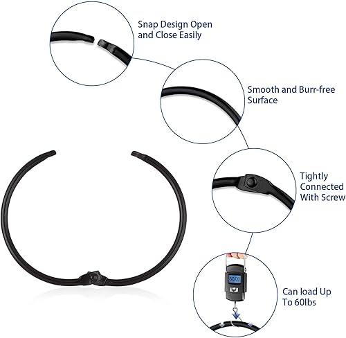 Miniatura 3 de Paquete de 24 anillos de cortina de ducha, ganchos de cortina de ducha a prueba de óxido para baño, anillos circulares decorativos para cortina de