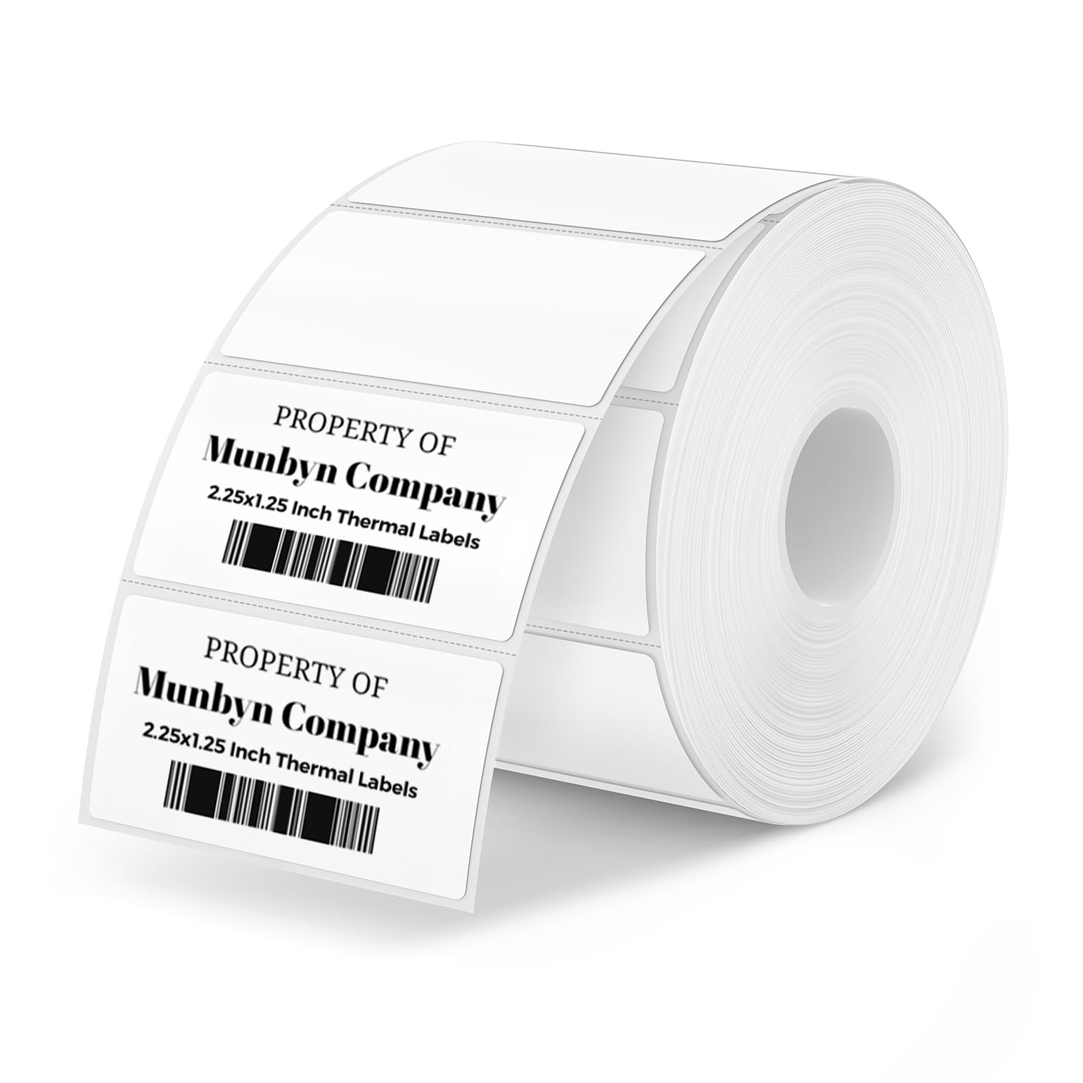 MUNBYN 2.25"x1.25" Thermal Sticker Labels, White Self-Adhesive Barcode Label Paper for Direct Thermal Printer and Business, Multi-Purpose Rectangle Address Shipping Mailing Stickers,1000 Sheets/Roll