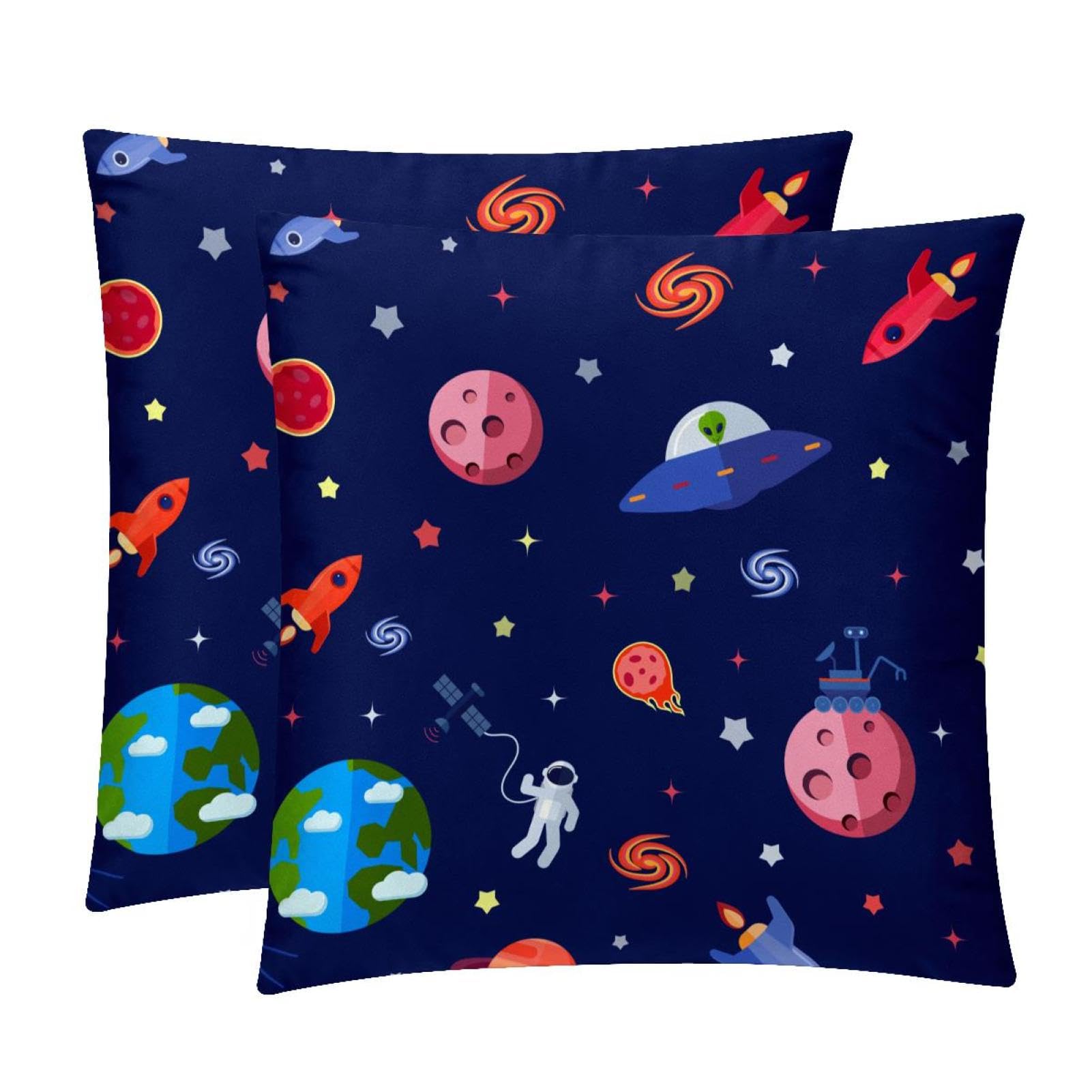 TDGKPZ Space Planet Throw Pillow Covers 2 Pack Pillowcases Soft Cozy Pillow Cases For Couch Bed Sofa 45x45cm