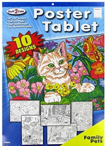 Premium Poster Coloring Tablet ~ 10 Designs, 10" x 14" Each (Family Pets)