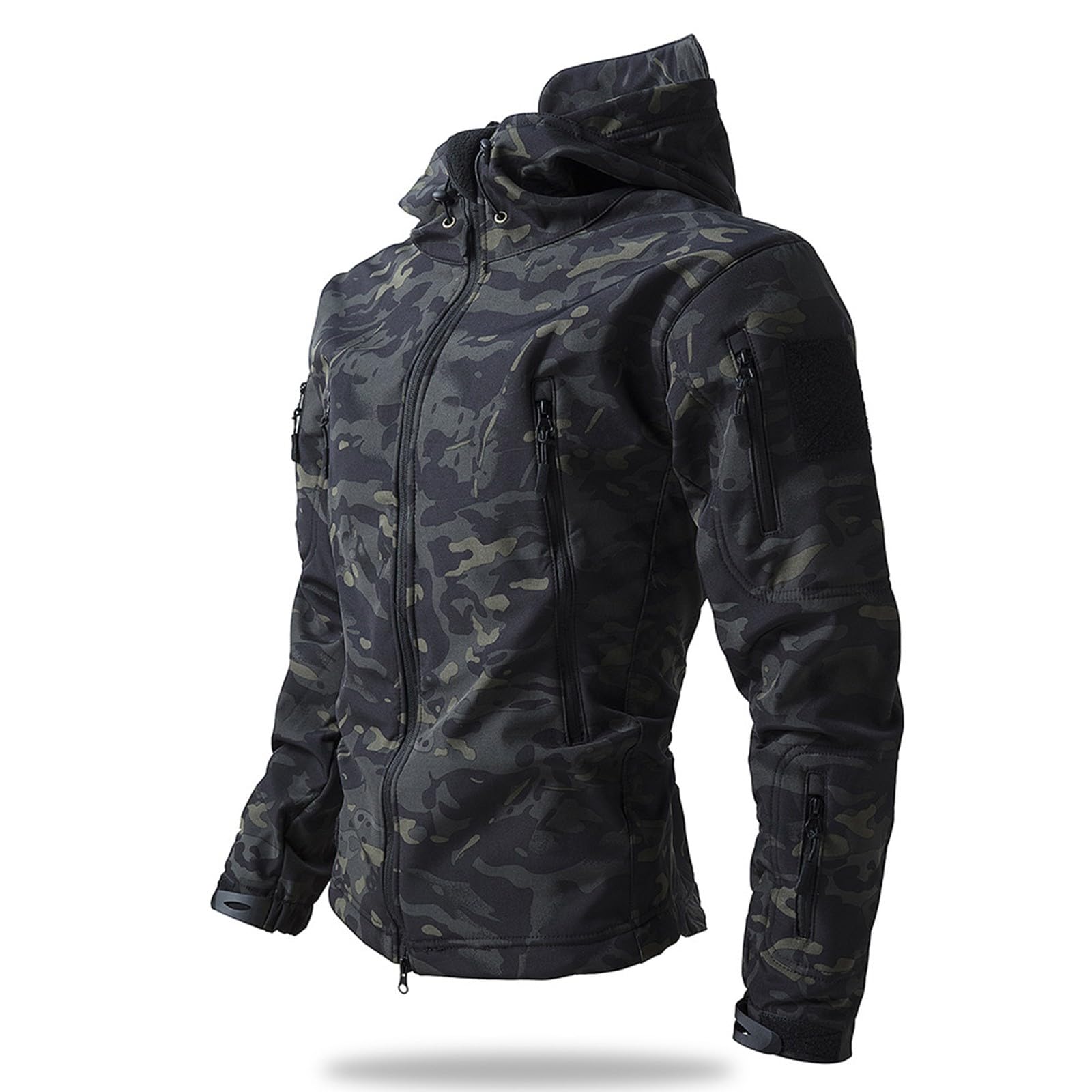 Generisch Winterjacke Herren Warm Gefüttert Winddichte Wanderjacke Outdoor | Herren Winterjacke Parka Mantel Männer Arbeitsjacke Camouflage Skijacke Mit Hohem Kragen Reißverschluss Wintermantel Dicke