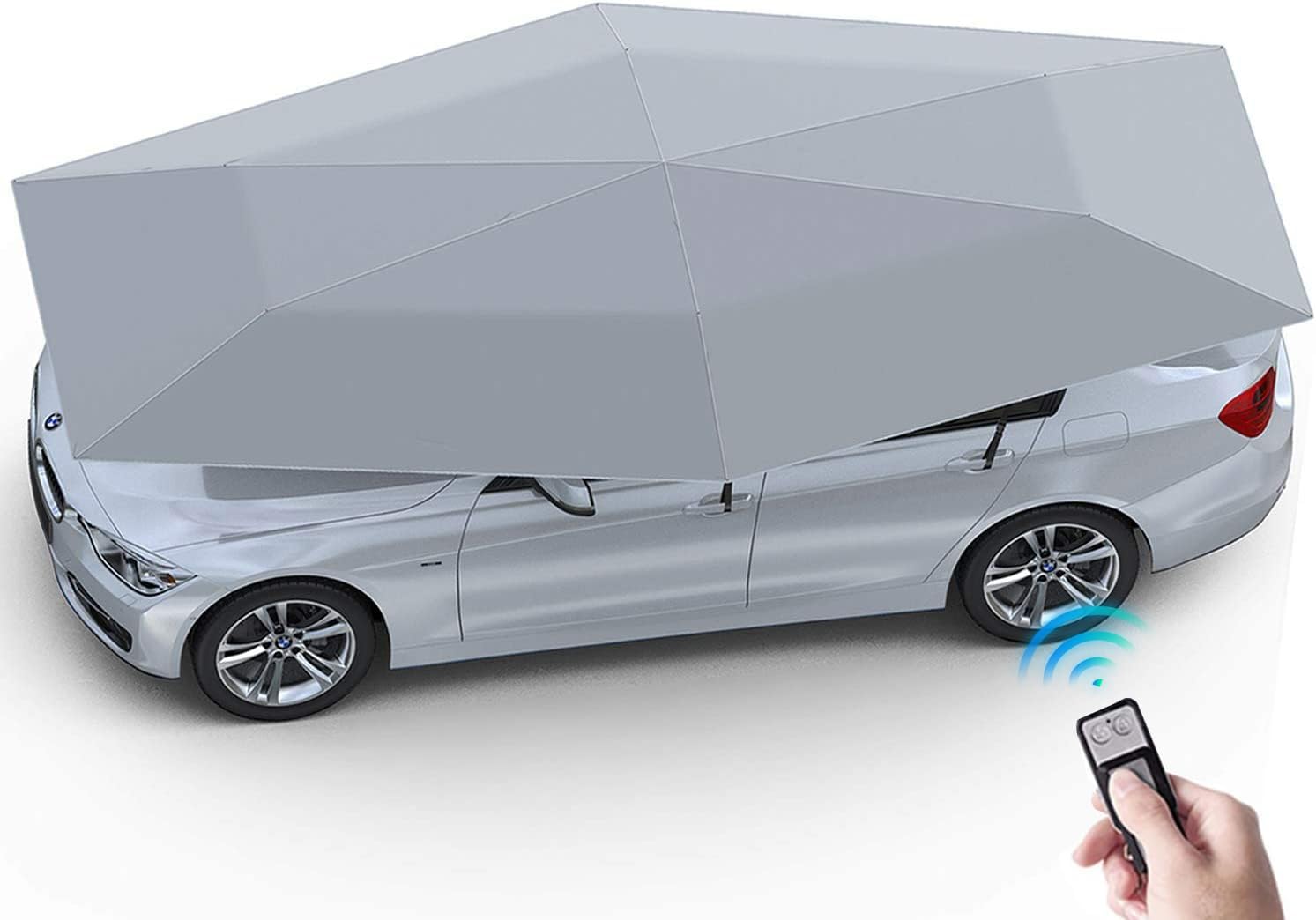LIODUX Car Tent Fully Automatic 4.6M Large Size Hot Summer Anti-UV Wireless Control Vehicle Umbrella with Removable Charger, Windproof Carport Canopy Sun Shade for SUV, Minivan (Fully Automatic)