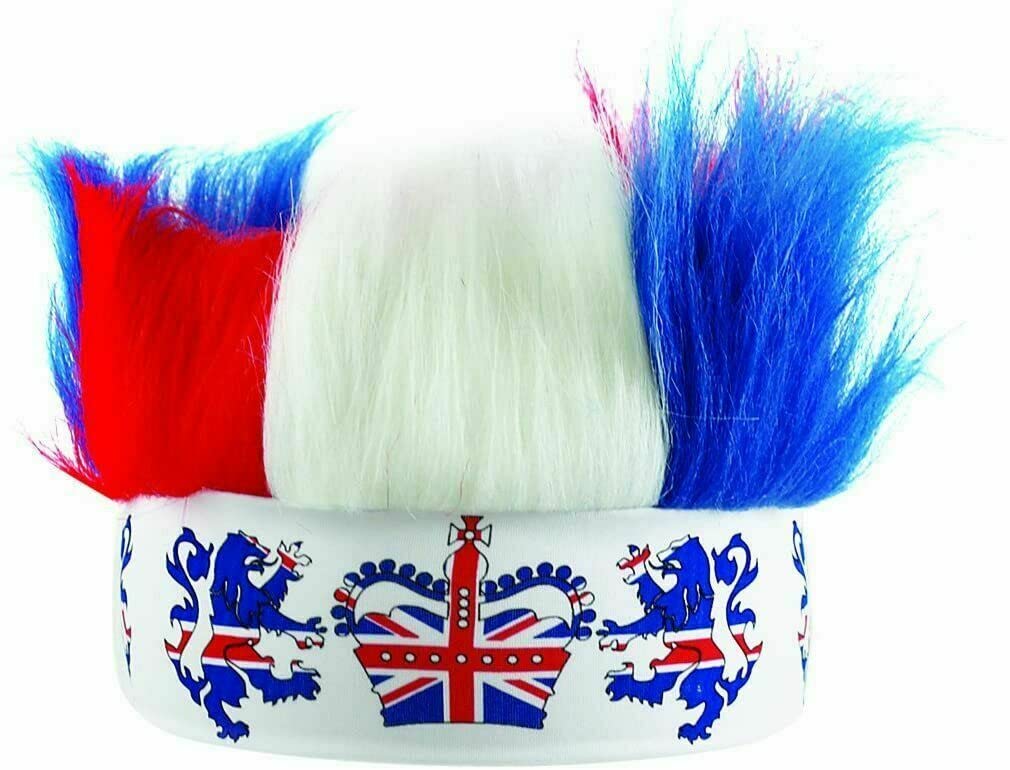evelayUnion Jack Flag Red White Blue Headband for King Charles III's Coronation Celebration Party Fancy Dress