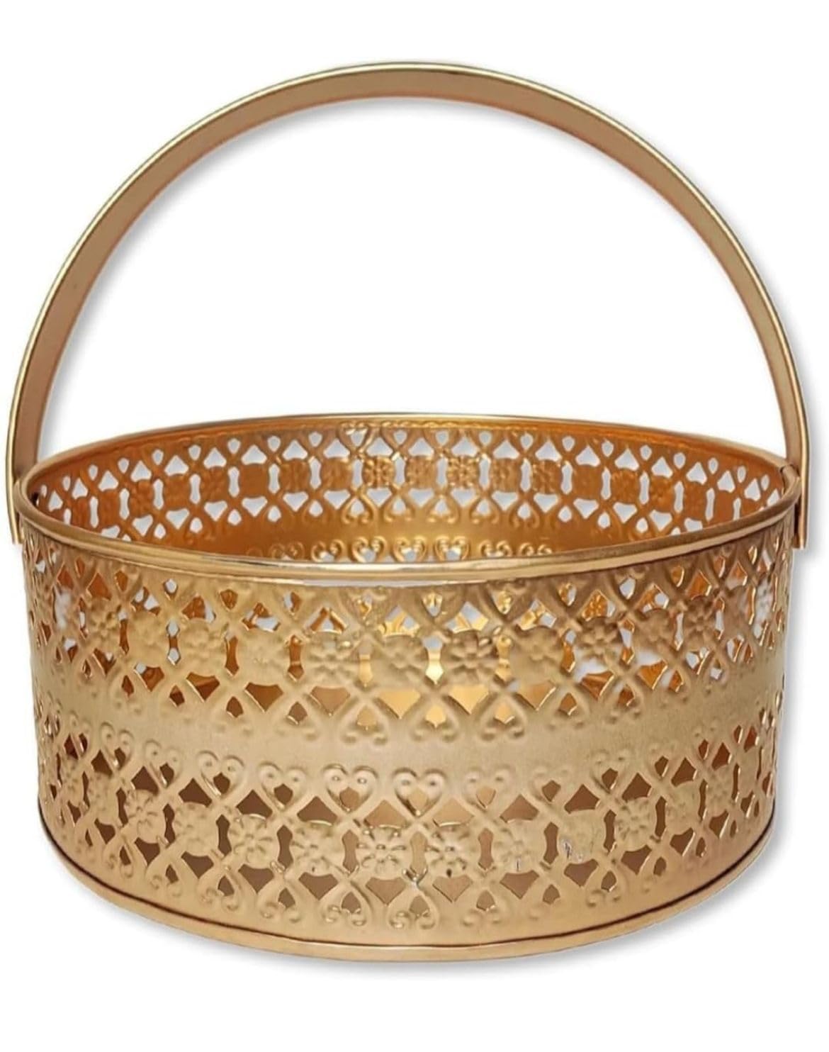 Gold Metal Flower Basket - Decorative Storage Basket -5 Gold Metal Flower Basket - Decorative Storage Basket -5