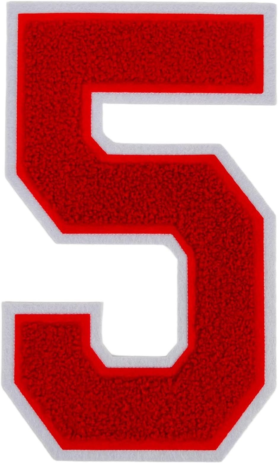 1 PCS 9.0" Red Chenille Number Patch, Iron on Patches for Clothes Jersey Bags Backpacks Jeans,Large Numbers Pair with Initial Patch Varsity Large Letter,DIY Accessories. (red 5)