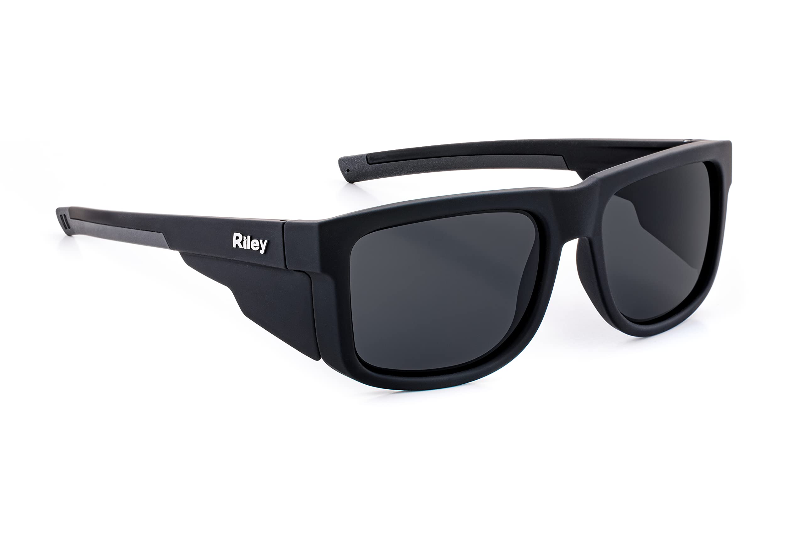 Riley Navigator Safety Glasses for Work – Anti-Fog, Anti-Scratch Eye Protection Glasses, UV Safety Sunglasses for Men, Impact Resistant, Adjustable Fit - Dark Grey Lens