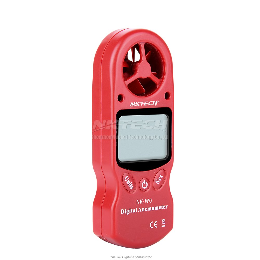 anemometro digitale NK-W0 3-IN-1 mini LCD portatile, tester velocità del vento, temperatura, umidità, con igrometro e termometro multiuso per windsurf, kite surf