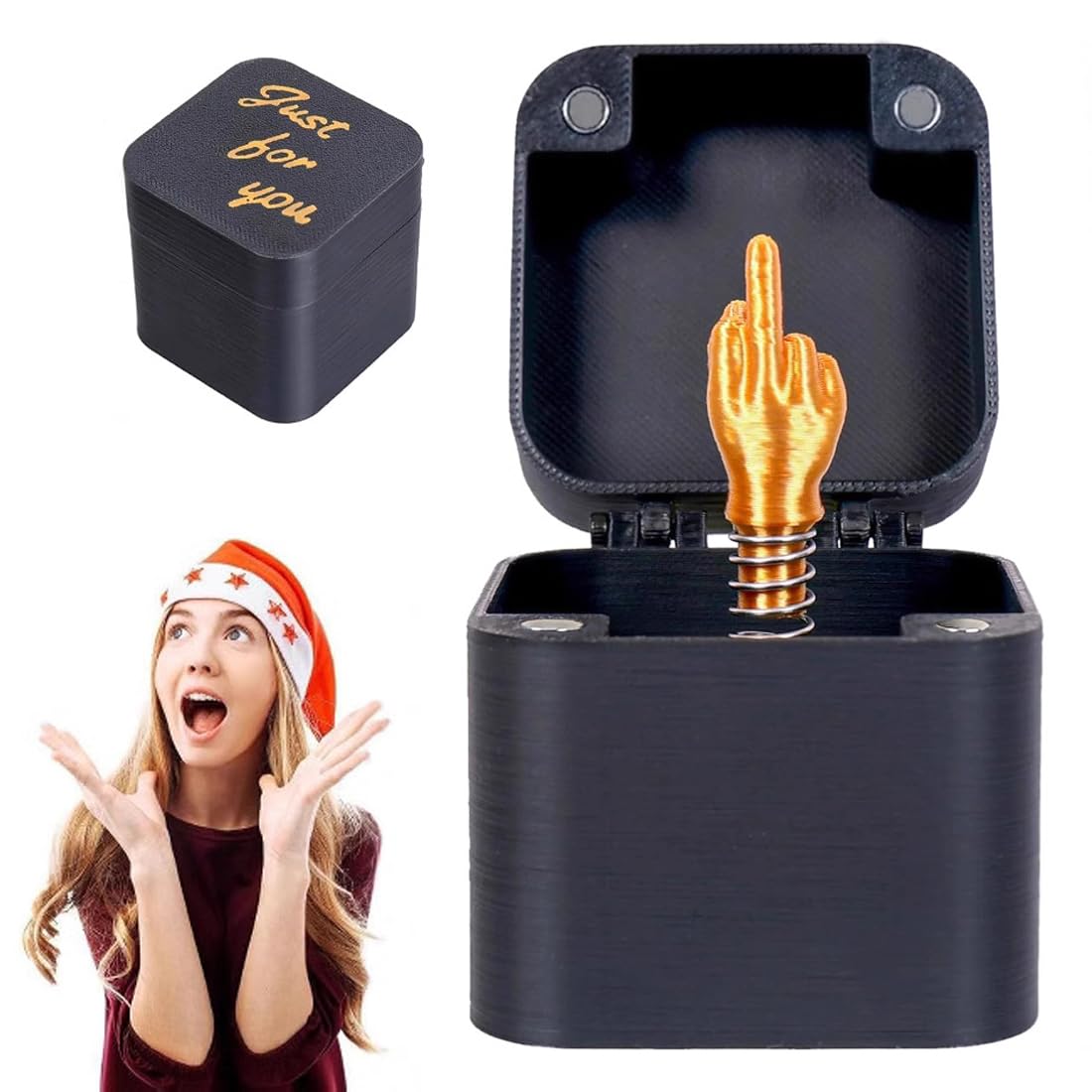 1 Scatola Dito Medio, Regalo Divertente e Scherzo per Adulti, Decorazione per Casa e Ufficio, Idea Regalo di Natale, Scatola Sorpresa Pop-up