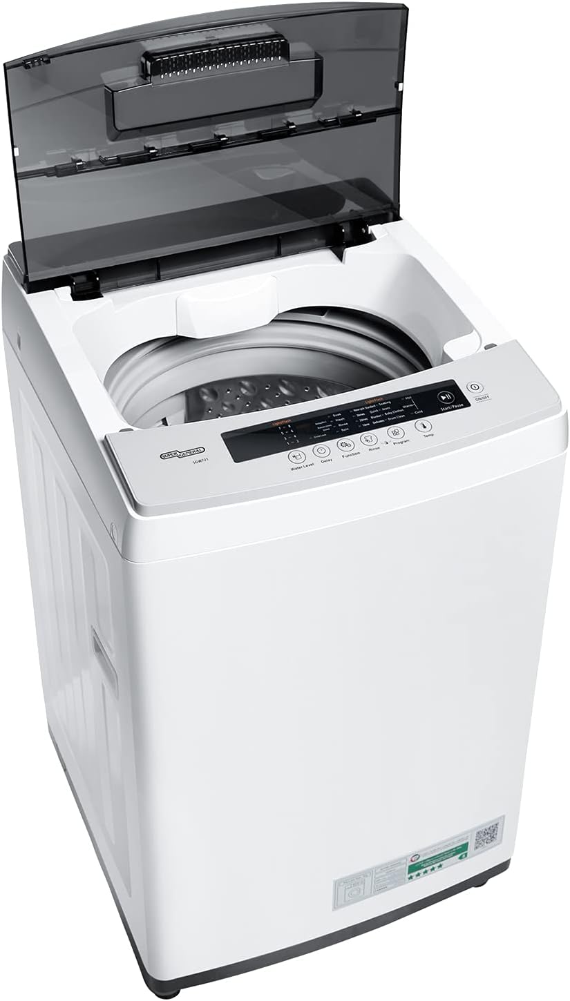 Super General 7 Kg Fully Automatic Top Loading Washing Machine SGW721, 8 Programs, 680 RPM, Efficient Top Load Washer with Child Lock, Delay Start, Extra rinse, LED Display, 62.5x63.5x102cm(WxDxH)