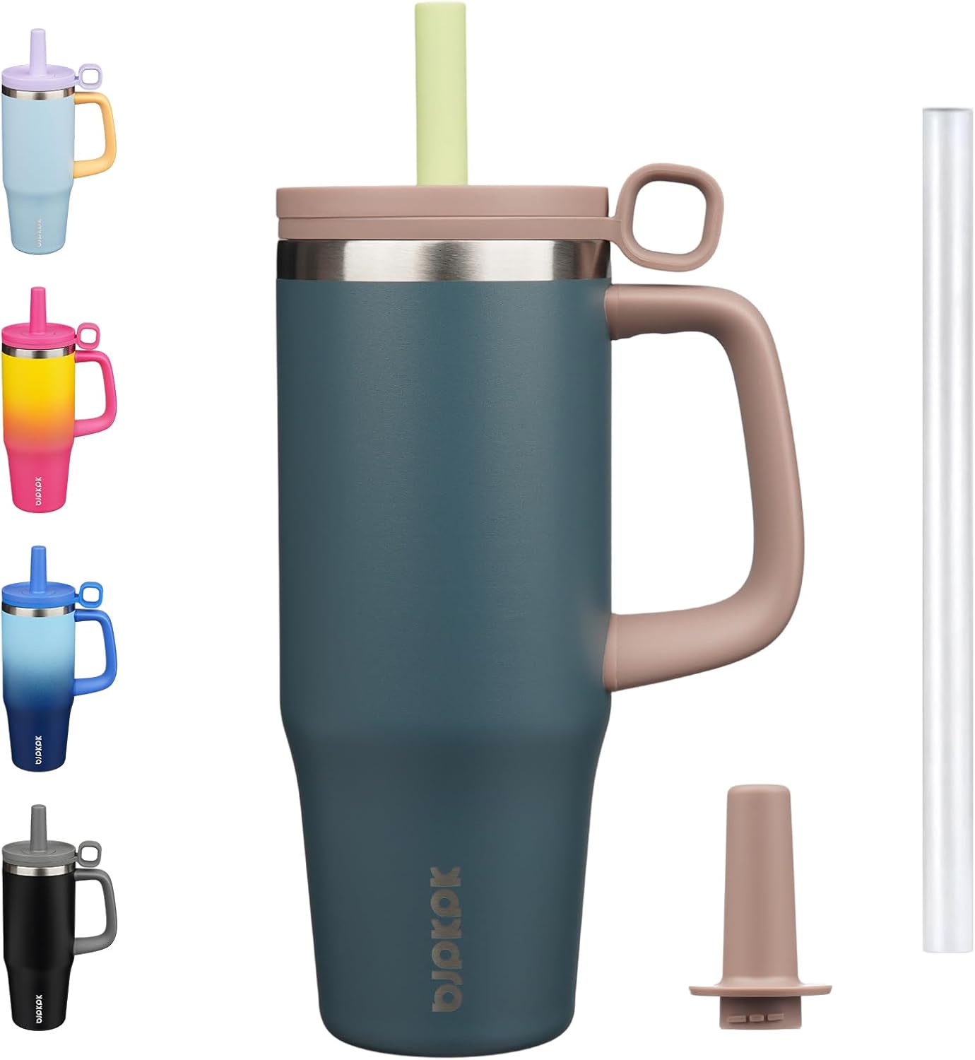 BJPKPK 32oz Stainless Steel Insulated Tumbler with Handle and Straw Travel Coffee Mug Thermal Cups with Lid,Navy Blue