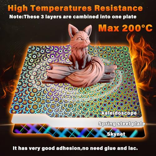 Image of New Upgraded Build Plate for Bambu Lab X2D /A1 /X1C /X1 /X1E /P1P /P1S /P2S Build Plate 3D Printer, Smooth Kaleidoscope+Smooth Skynet Spring Steel Plate Flexible Plate 257x257mm for Bambu 3D Printers
