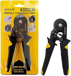 Alicate Crimpar Prensa Terminal Ilhós – Ajuste 0,25 a 10mm² com Catraca, Trava de Segurança e Crimpagem Quadrada