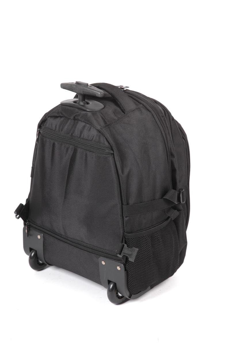 Adventure Bags - Mochila con ruedas 2 en 1, compartimento principal grande, compartimento para portátil, nailon impermeable, 2 ruedas de goma, Negro, 55 cm x 36 cm x 55 cm