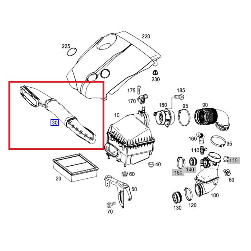 Manguera de admisión de aire, A6510900000 6510902937 Manguera de entrada de aire Accesorios de repuesto de manguera de succión Adecuado para Auto W117 W156 W176 W246 A 200 CLA 200