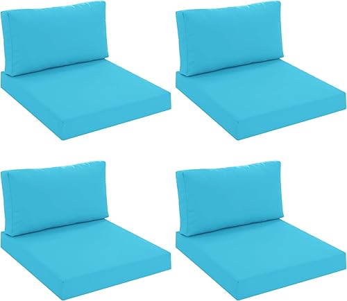 Cojines para sillas de exterior para muebles de patio con funda desmontable impermeable, repuesto de cojín de sofá de asiento profundo y almohada de