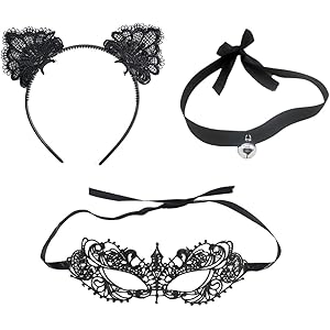 Set Orecchie Gatto E Collana Con Campana - Accessori Per Costume Halloween E Feste, Nero/Bianco - Foto 10