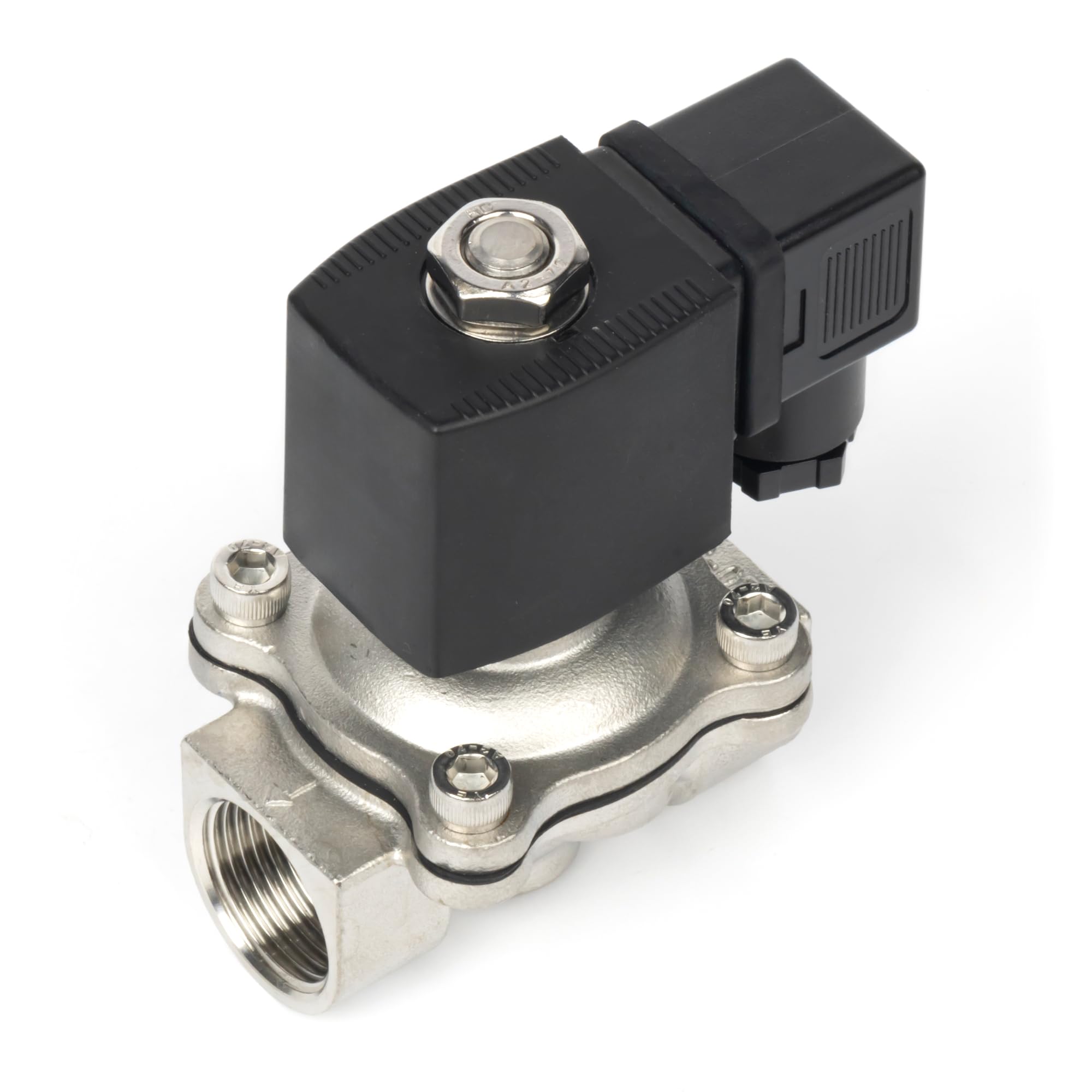 U.S. Solid Elettrovalvola in acciaio inox G 3/4" 24V AC – 10 bar, normalmente chiusa, guarnizione VITON, per acqua, aria, diesel, cherosene, benzina