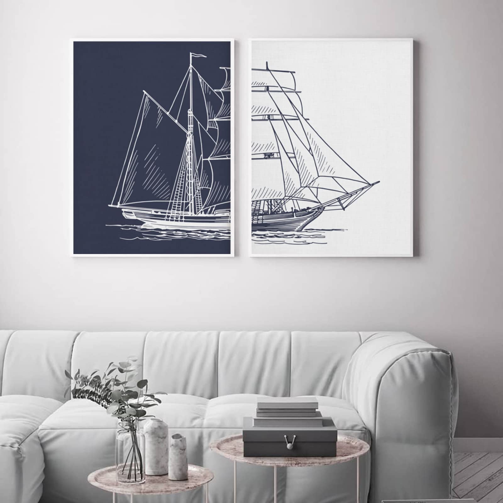 SYGALLERIER Nautische Leinwand-Wandkunst – Handbemalt, Rotes Boot, 50x70 Cm, Fertig Aufgezogen