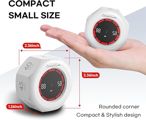 Miniatura 8 de Pomodoro Temporizador, cubo abatible con 7 ajustes preestablecidos, cuenta regresiva, cronómetro recargable pequeño portátil de enfoque visual para