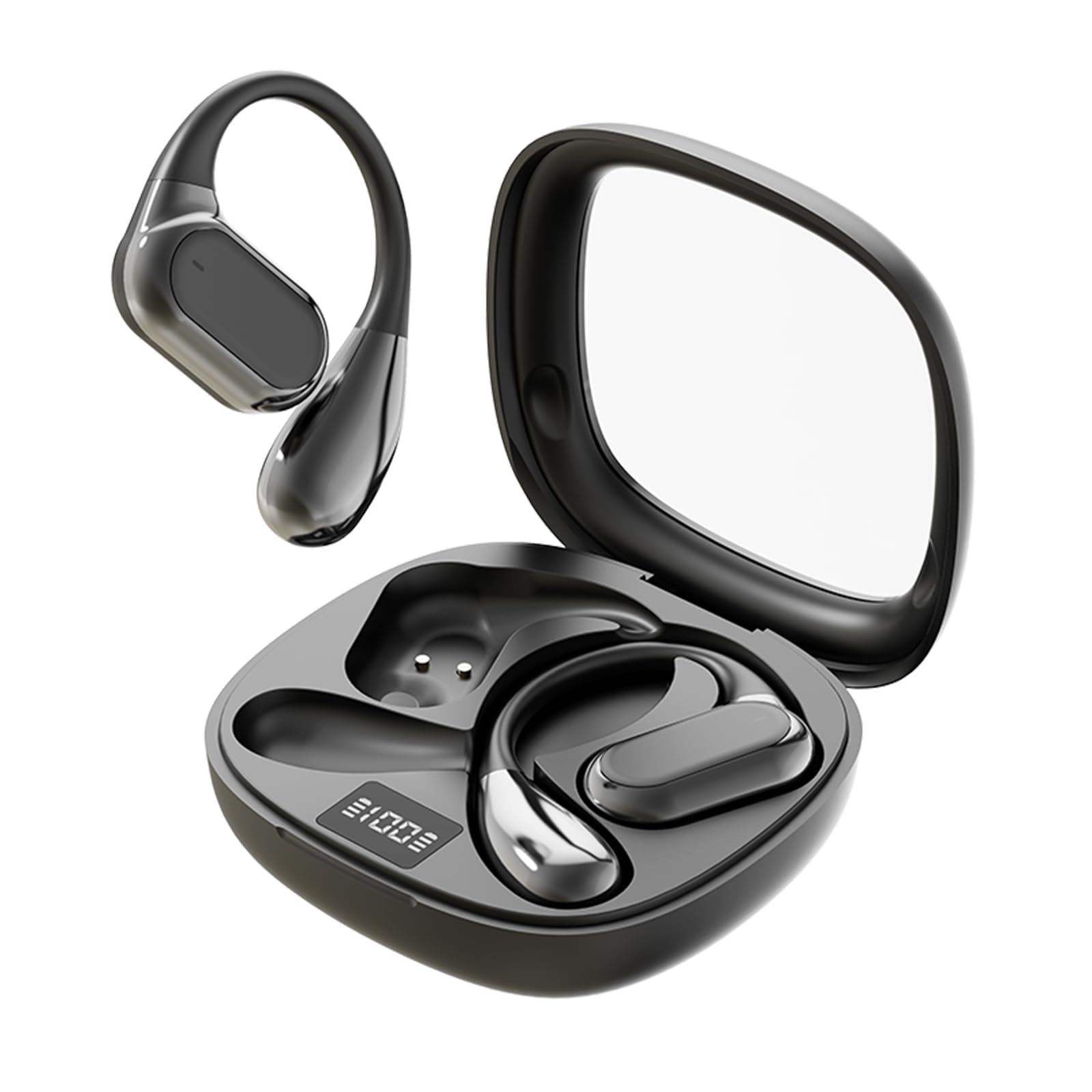 Over The Ear Earbuds Wireless Bluetooth Open Ear Running Air Conduction Headphones Outer Out of Ear Earbuds Workout for Walking Outside Ear Buds with Ear Loops Earhooks Sports Earphones for Exercise-image-23