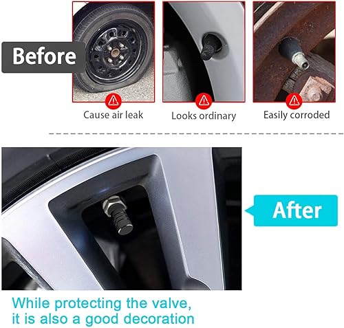 Miniatura 58 de Tapones de válvula de neumático de aleación de aluminio, 8 tapas universales para válvulas de neumáticos de automóvil, cubiertas universales