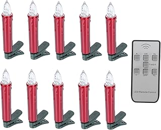 pistro 10 velas LED con control remoto, sin llama, color rojo cálido, velas para bodas, fiestas y decoración del hogar