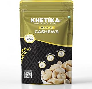 Khetika Premium Whole Cashew 200g | W320 Grade | Dry Fruits, Kaju, Cashews, Healthy Snacks, Crunchy Kaju, Rich in Protein,... Price In India