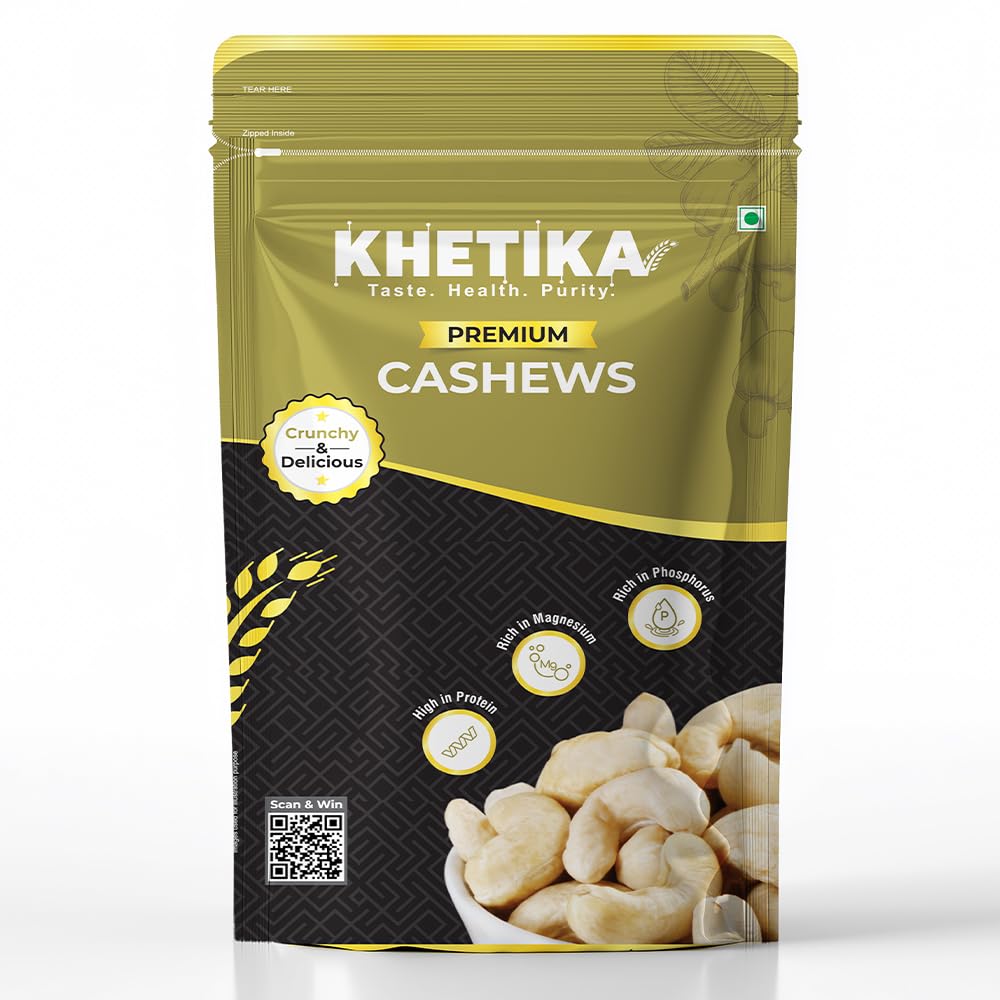 Khetika Premium Whole Cashew 200g | W320 Grade | Dry Fruits, Kaju, Cashews, Healthy Snacks, Crunchy Kaju, Rich in Protein,... - Review, Price and Buying Guide
