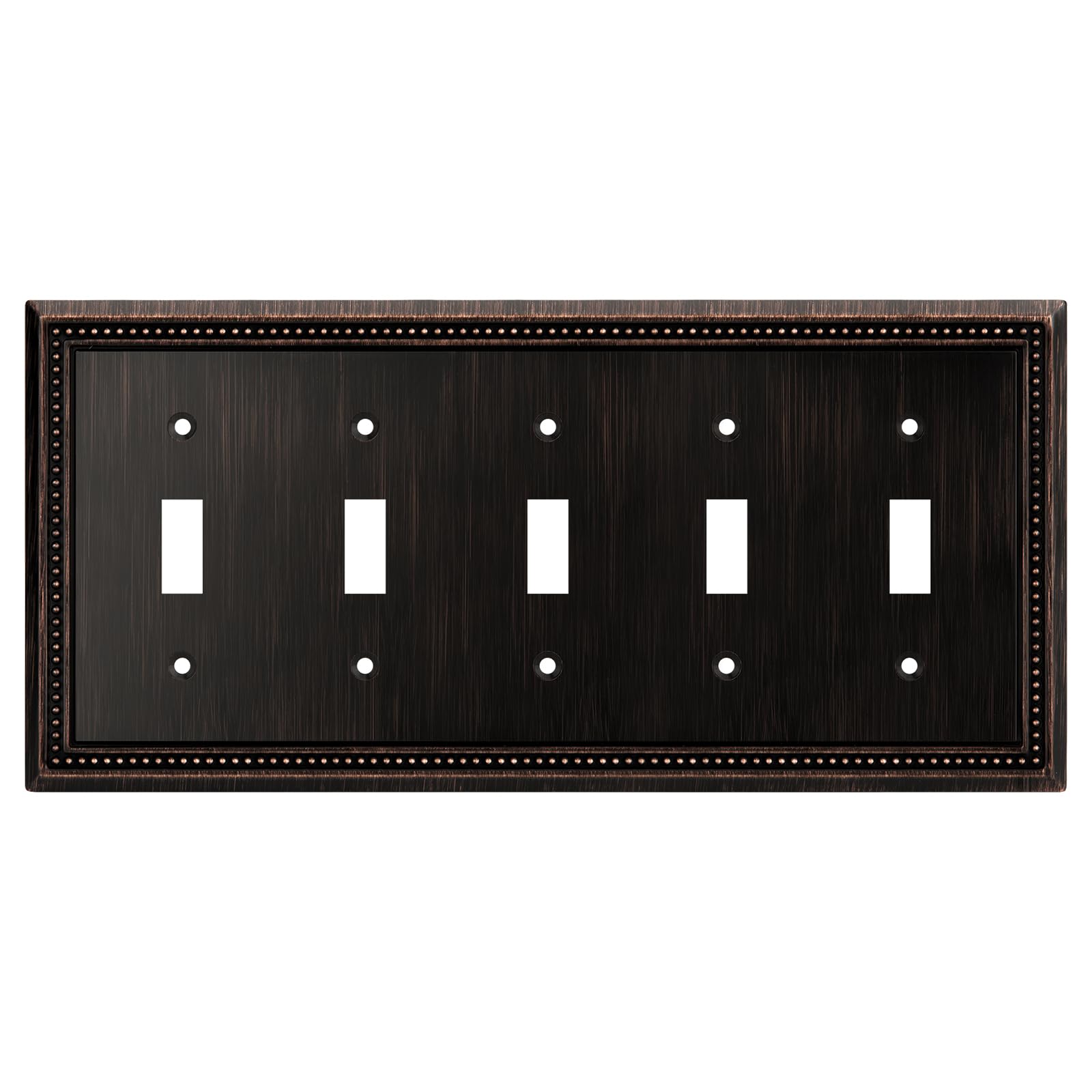 Henne Bery Sunken Pearls Heavy Duty Decorative Wall Plate Switch Plate Outlet Cover (5-Gang Toggle, Aged Bronze)