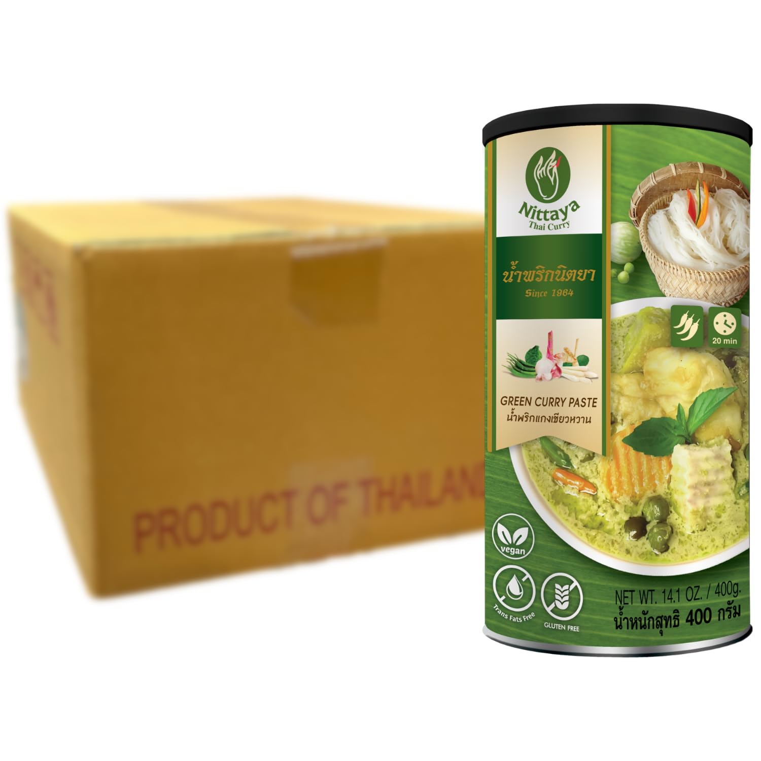 NITTAYA - Grüne Currypaste (Vegan) - Multipack (12 X 400 GR)