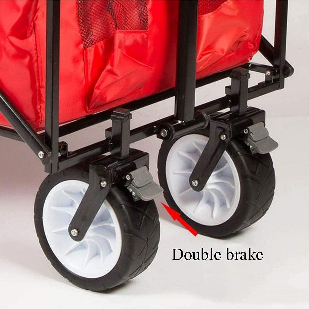 Collapsible Wagon Cart with Wheels Foldable Folding Wagons Carts Silent Universal Wheels,Portable Folding Wagon Garden Cart for Outdoor Camping Beach Foldable Trolley with Pull Handle Hand C