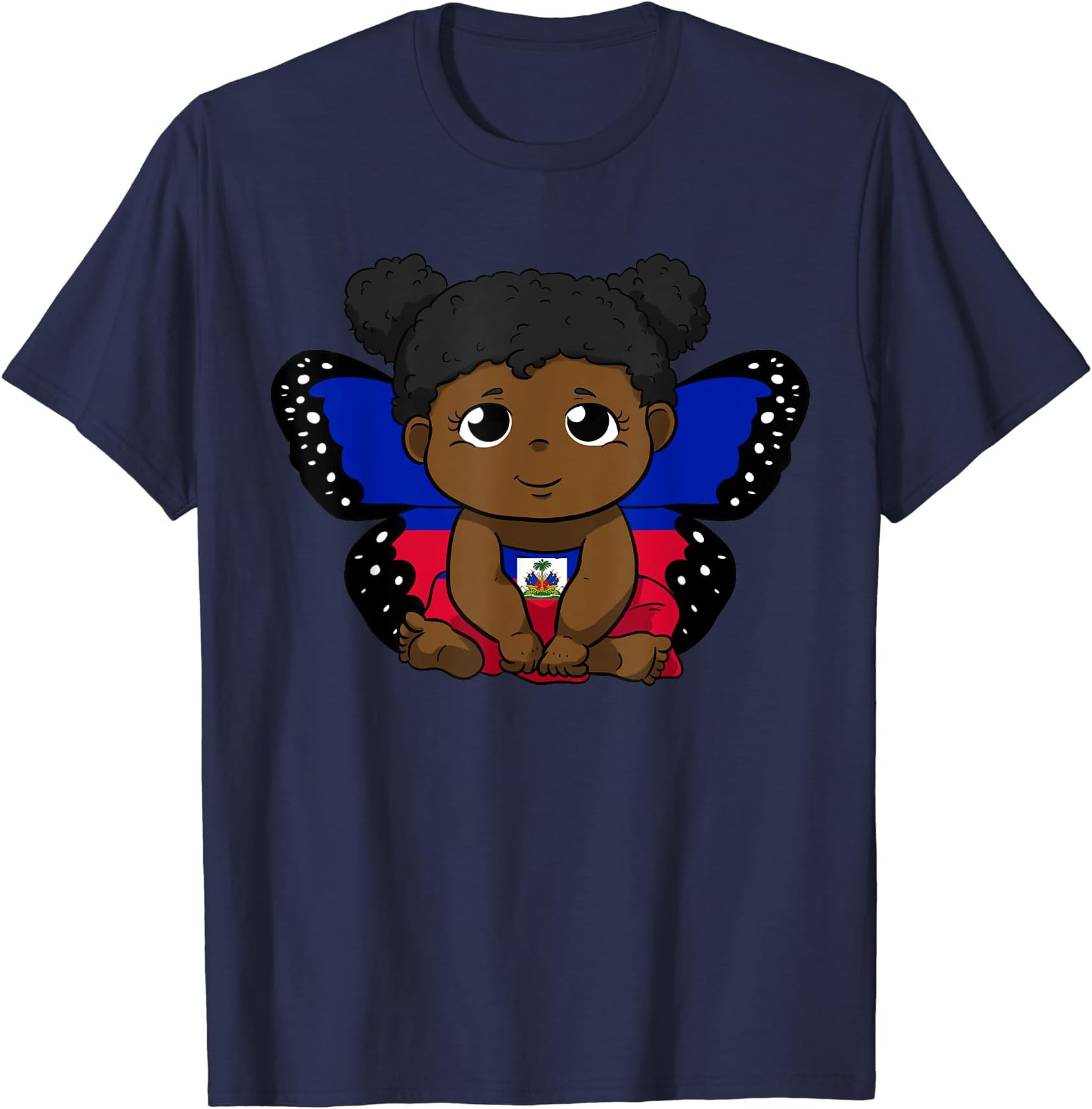Haiti Haitian Love Flag Princess Girl Kid Wings Butterfly T-Shirt
