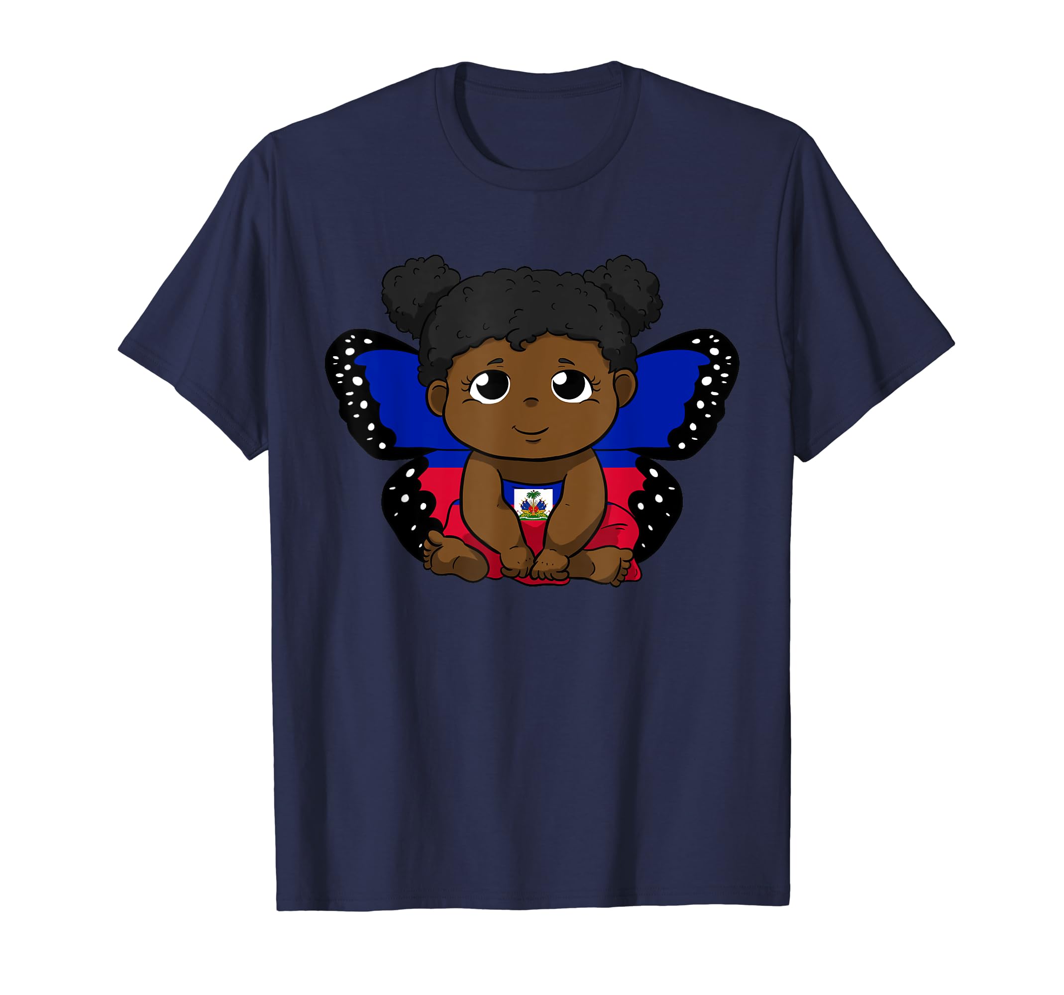 Haiti Haitian Love Flag Princess Girl Kid Wings Butterfly T-Shirt