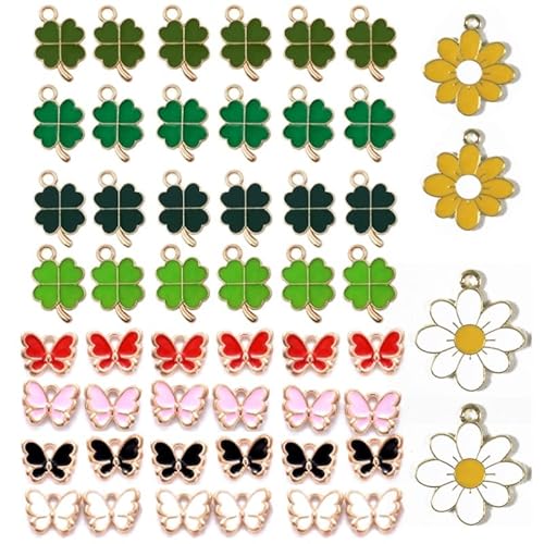 Colgante de trébol,Feliz trébol de cuatro hojas colgante trébol de trébol collares accesorios DIY manualidades joyas adornos para collar pulsera pendientes fabricación accesorios, Acero aleado Cover