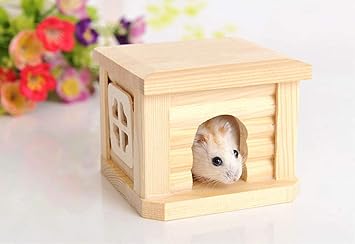 Litewood Wooden Hamster House Chew Toy Luxury Exquisite House for Mouse Chinchilla Rat Gerbil and Dwarf Hamster