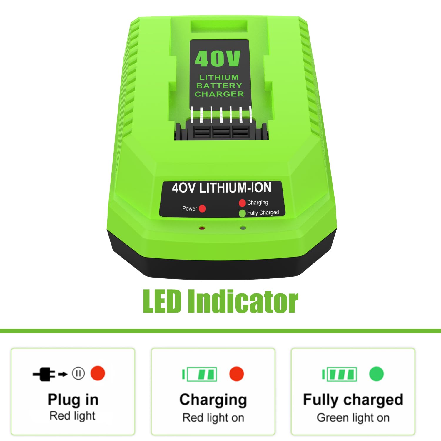 G40C - Cargador para cargador Greenworks (40 V, 40 V)