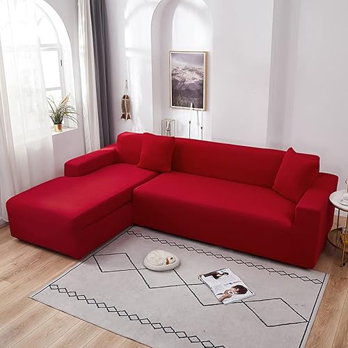 Fundas de sofá seccional, 1 pieza, fundas de sofá en forma de L, fundas suaves para muebles, fundas de tela de poliéster elásticas para sofá de 3