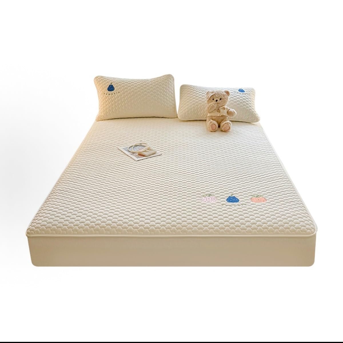 Single Plush Deep Pocket Crystal Velvet Fitted Sheet, Warm Winter Protector(Beige,150 * 200cm)