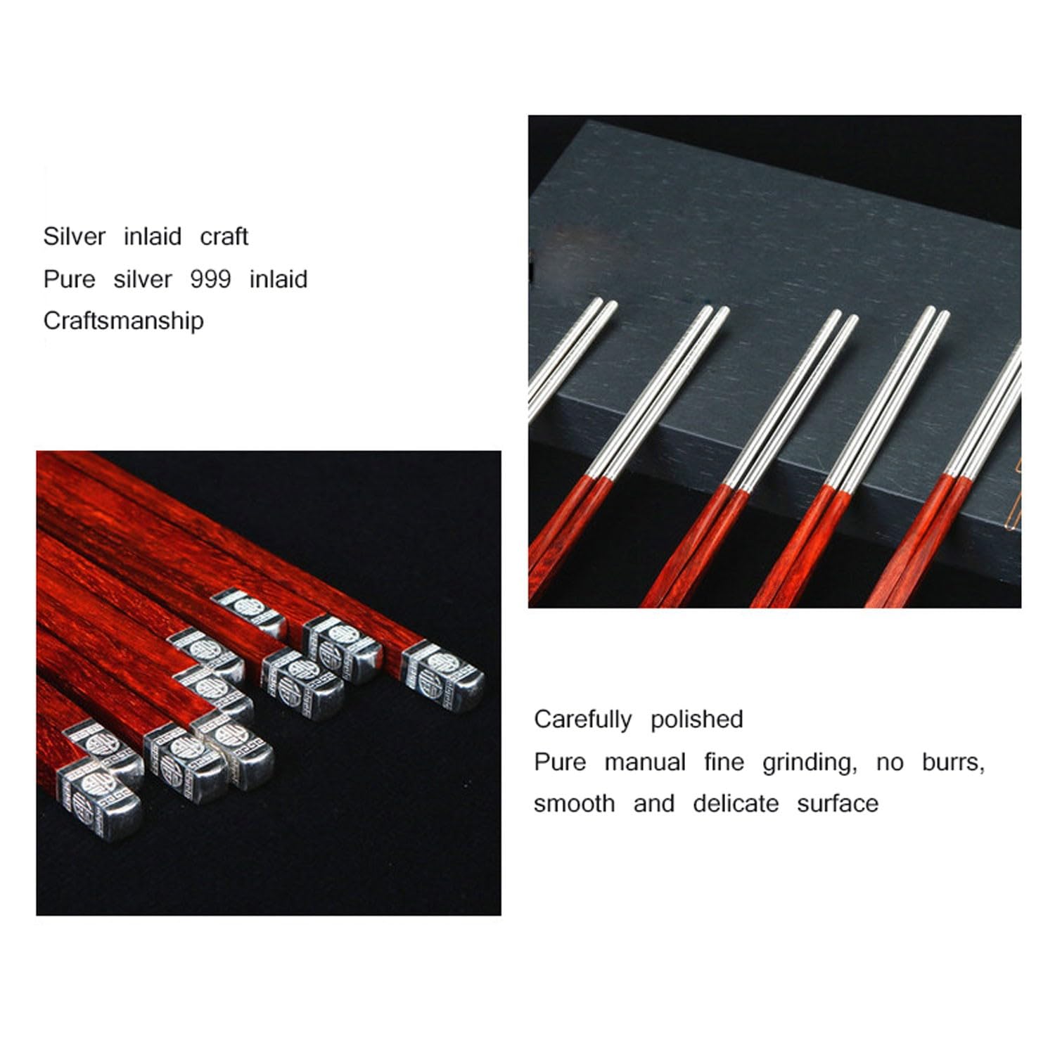 BBAUER chopsticks essstäbchen sushi stäbchen25 cm großes Essstäbchen-Set für den Haushalt, rutschfeste Essstäbchen aus hochwertigem Material(Color:B,Size:4 pairs)