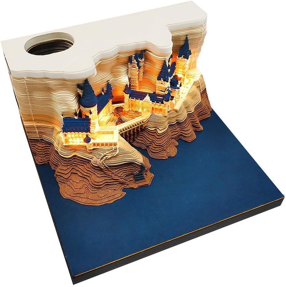3D Calendar 2025, 3D Castle Calendar Notepad with LED Timepiece Calendar 2025 Amazon
