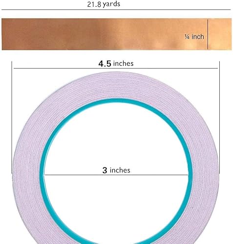 Miniatura 2 de Bullet Face Emi cinta de hoja de cobre conductiva de doble lado de 1/2 pulgada x 21.8 yardas, para blindaje contra interferencias electromagnéticas