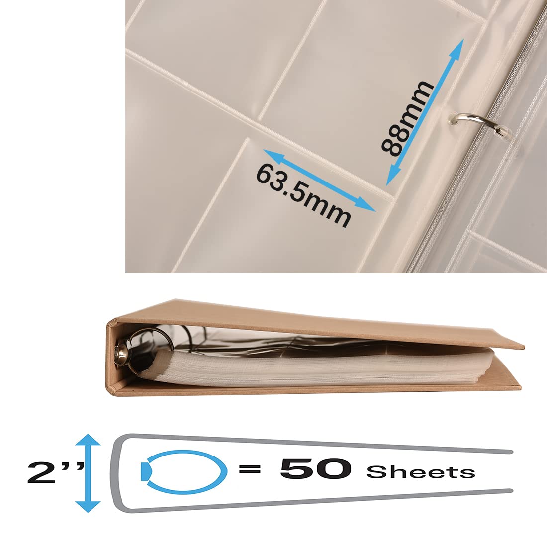 Amazon.com: 3 Ring 2 Inch Binder with 50 Sheet 9 Pocket Trading Card Pages,  Thick Baseball Card Sleeves Card Protector Sheets Card Binder Football  Trading Card Holder Card Collection Binder for Pokemon