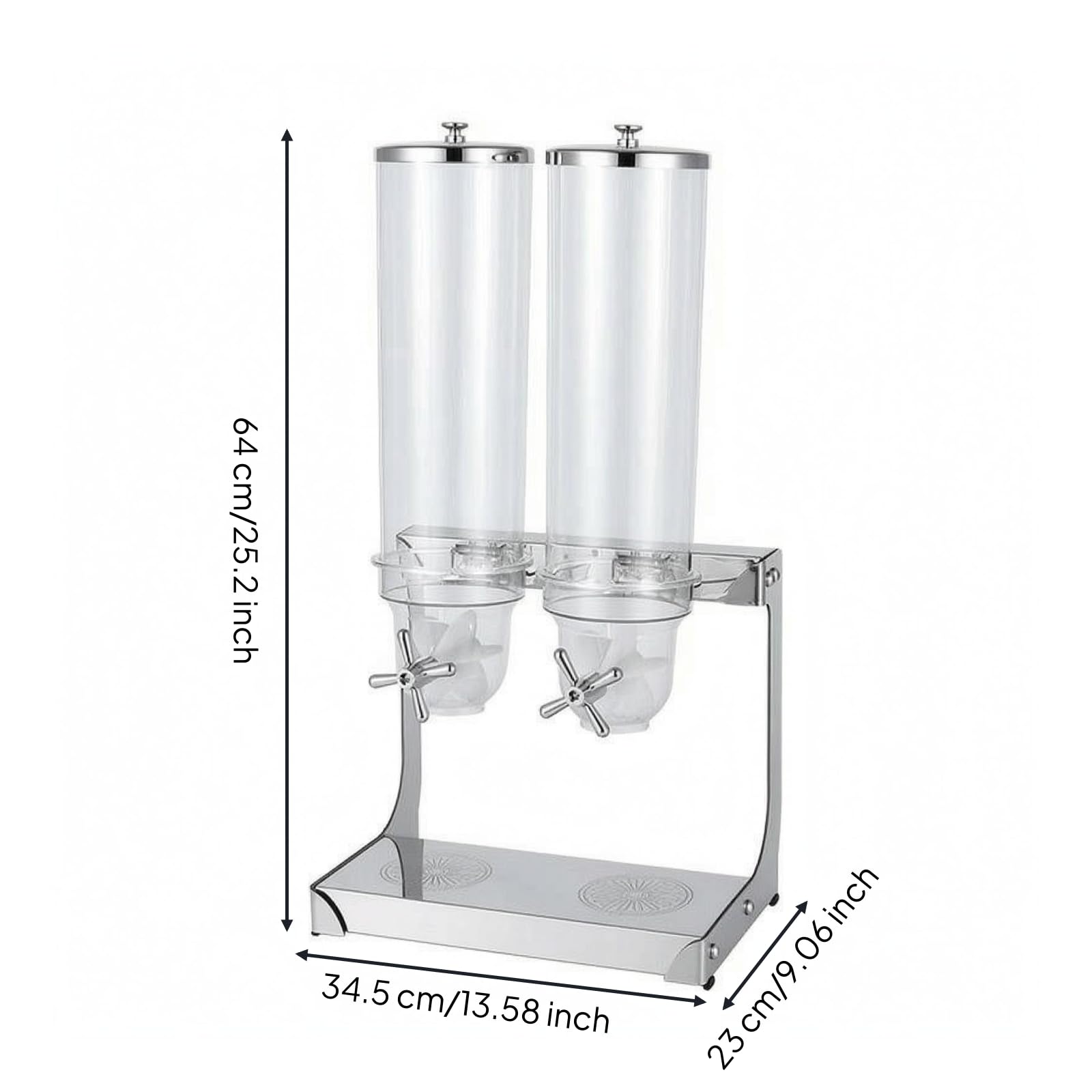 Qianly Máquina Dispensadora Granos Cilíndrico Dispensador Cereal Transparente Base Rectangular Dosificador Granos, 7L Doble Cabezal