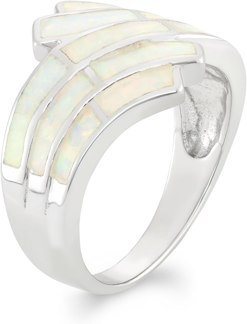 Beaux Bijoux Sterling Silver Created White Opal Ring